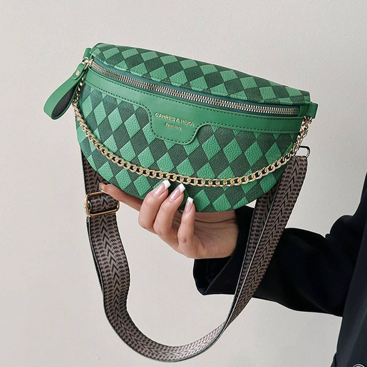 PYRAMID CHECK PU EVERYDAY BELT BAG,CROSSBODY BAG_CWAB0911