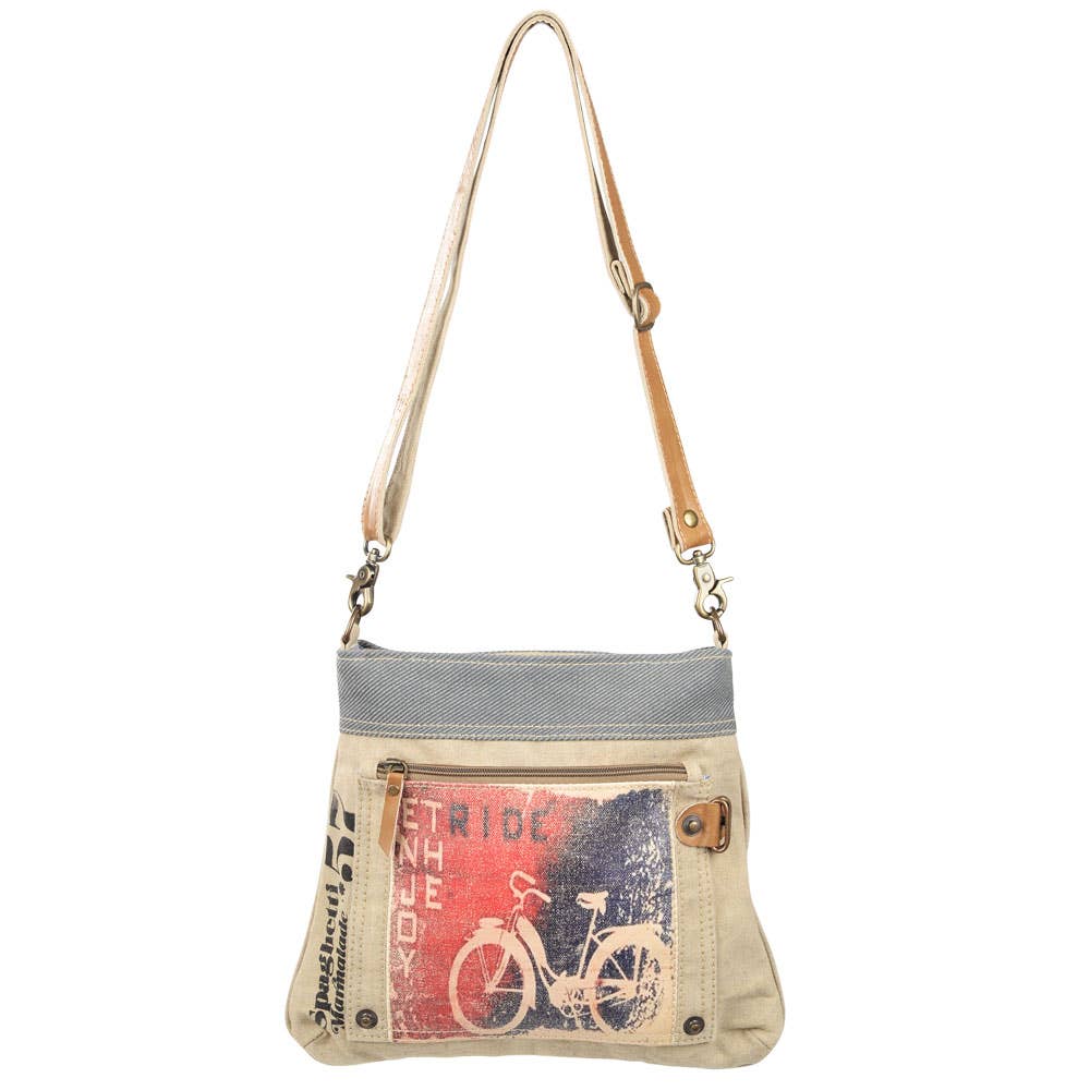 Enjoy The Ride Mixed Canvas Shoulder/Crossbody Bag