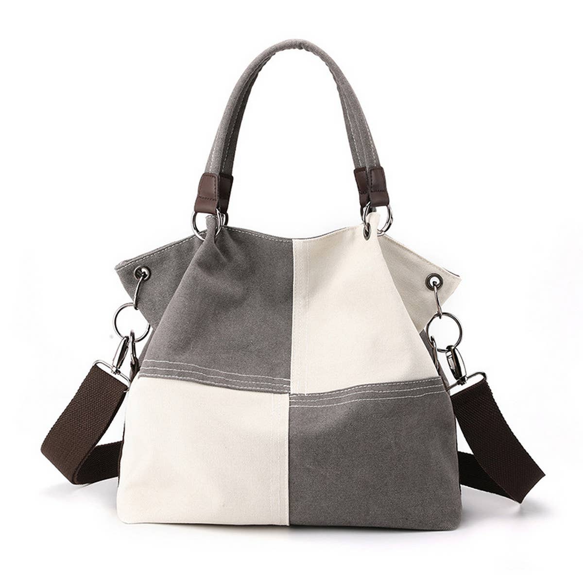 RETRO STITCHING CANVAS TOTE BAG_CWAB1256