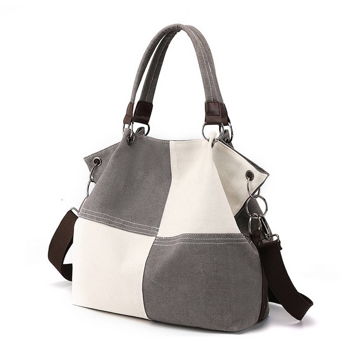RETRO STITCHING CANVAS TOTE BAG_CWAB1256