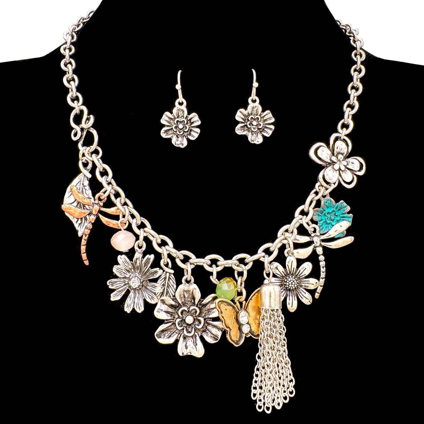 Flower Vintage Charms Necklace